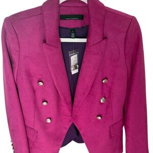 White House Black Market “Baie” Double-Breasted Ultra Suede Studio Blazer